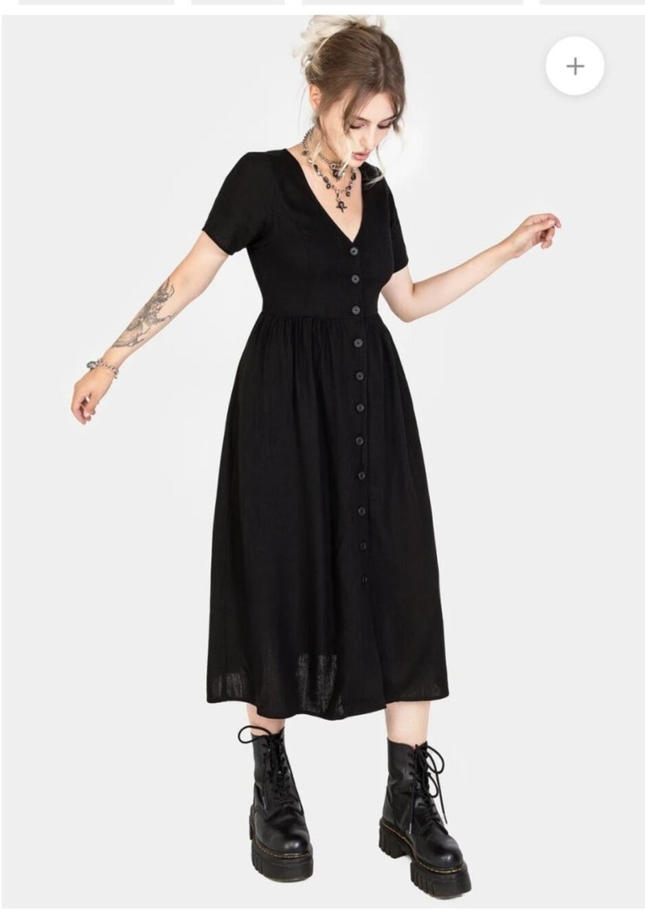 Disturbia Rowan Linen Button Up Midi Dress SZ 12 Gothic Whimsigoth Witchy